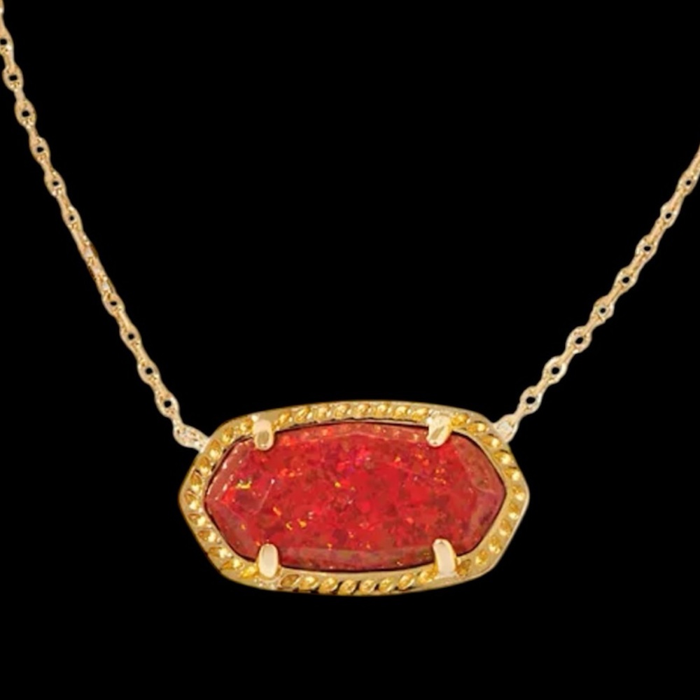 Kendra Scott Elisa Gold Pendant Necklace in Red Kyocera Opal - Picture 1 of 7